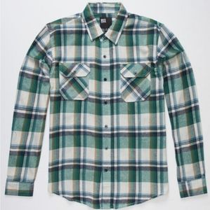 RSQ Big Sur Nature Green Plaid Flannel Button-Up